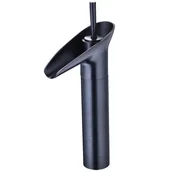 Baterie umywalkowe - Bateria łazienkowa, bateria wodospadowa, czarna, retro, bateria umywalkowa jednouchwytowa, mosiężna, wysoka, nablatowa, bateria łazienkowa, bateria do - miniaturka - grafika 1