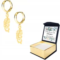 Kolczyki - Kolczyki złote Pawie Pióro Piórko WŁASNY NADRUK - miniaturka - grafika 1