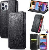 Etui i futerały do telefonów - Pokrowiec König Design kompatybilny z Apple iPhone 12 Mini pokrowiec ze skóry syntetycznej na telefon komórkowy - Etui na telefon komórkowy czarne - miniaturka - grafika 1