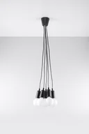 Lampy sufitowe - Sollux Lighting Lampa wisząca DIEGO 5 czarna NICKEL - miniaturka - grafika 1