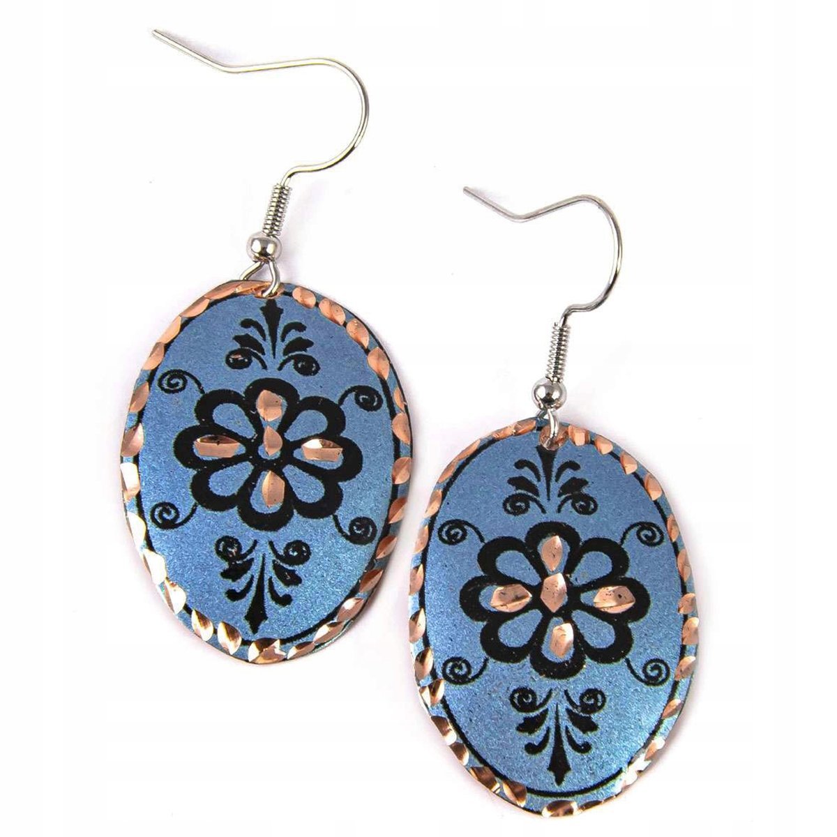 Kolczyki Miedziane Orientalne Artystyczne Kwiaty Biżuteria Dla Dziewczyny