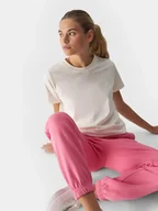 Koszulki i topy damskie - T-shirt regular gładki damski 4F 4FWAW24TTSHF1650-12S Kremowy - miniaturka - grafika 1