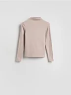 Koszulki i topy damskie - Reserved - Longsleeve z modalem - beżowy - miniaturka - grafika 1