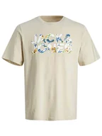 Koszulki męskie - Jack & Jones Koszulka w kolorze beżowym - miniaturka - grafika 1