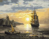 Malowanie po numerach - Artnapi 40x50cm Obraz Do Malowania Po Numerach Na Drewnianej Ramie - Cichy port - miniaturka - grafika 1