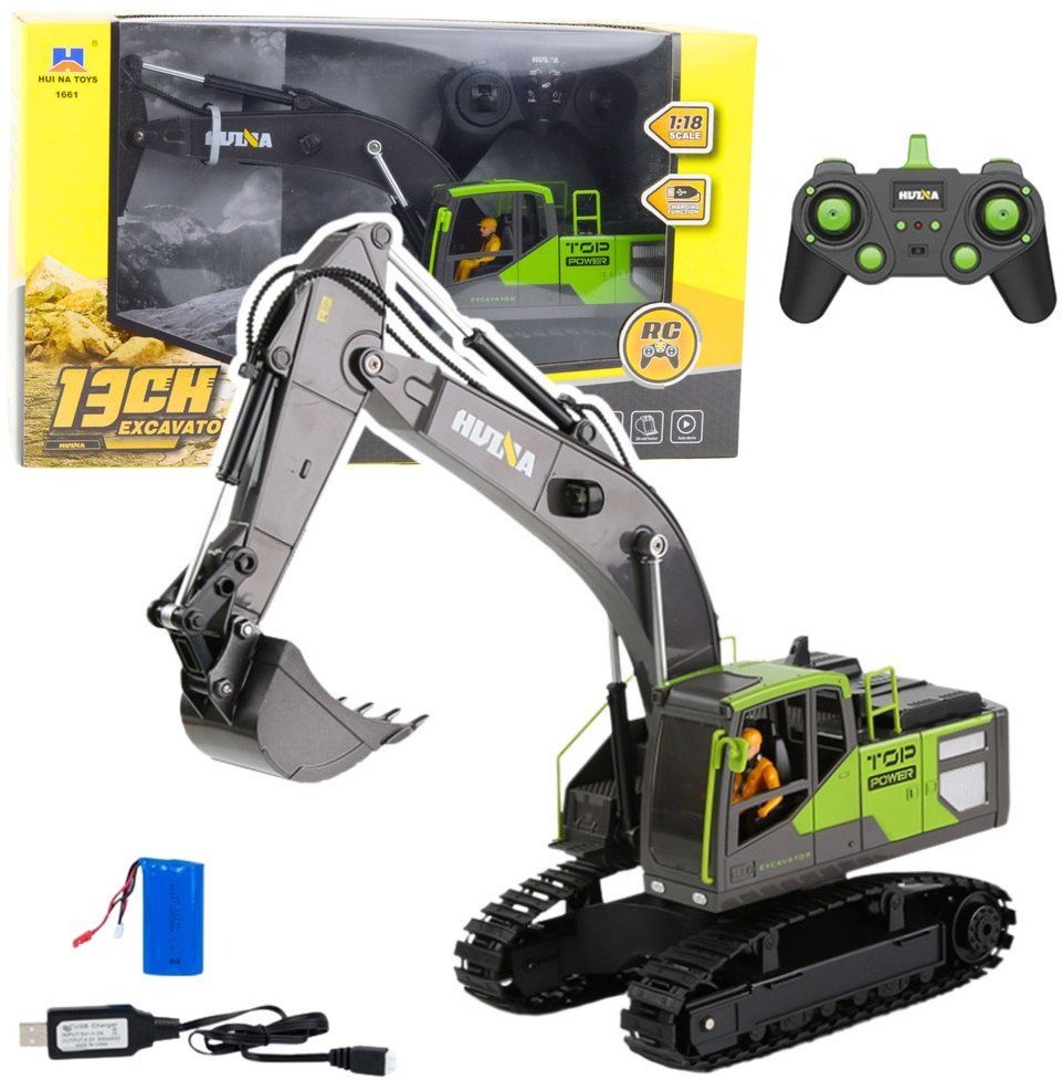 Koparka R/C Gąsienicowa Zielona 1:18