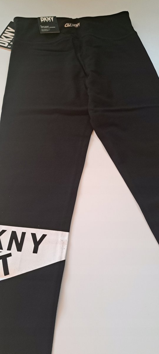 lEGGINSY SPORTOWE DAMSKIE DKNY R. S CZARNE TRENING FITNESS LOGO