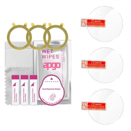3x szkło hartowane 9H na wymiar średnica Ø 36.5 mm na ekran smartwatcha - apgo Tempered Glass Clear Flexible Ochrona na ekran smartwatcha