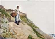 Plakaty - Galeria Plakatu, Plakat, Girl Carrying a Basket, Winslow Homer, 91,5x61 cm - miniaturka - grafika 1