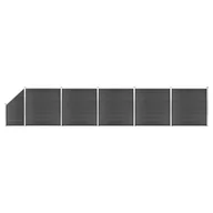 Ogrodzenia - vidaxl Zestaw ogrodzeniowy z WPC, 965 x (105-186) cm, czarny! 3070441 - miniaturka - grafika 1
