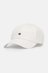 Tommy Hilfiger czapka z daszkiem bawełniana kolor biały gładka AW0AW16360 - Czapki damskie - miniaturka - grafika 1