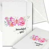 Notesy i bloczki - Notes Biały A5 Notatnik Dziennik z Gumką w Linię BEAUTIFUL GIRL Różne Wzory - miniaturka - grafika 1