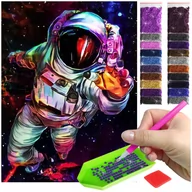 Zabawki kreatywne - Haft Diamentowy Artulio, Obraz Diy 5D, Diamond Painting, Mozaika Diamentowa 30X40cm (Astronauta w kosmosie) + Zestaw Akcesoriów - miniaturka - grafika 1