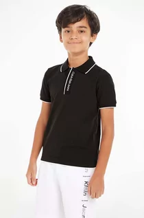 Koszulki dla chłopców - Calvin Klein Jeans polo dziecięce kolor czarny gładki - grafika 1