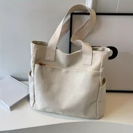 Torebki damskie - TEMU Vintage Minimalist Tote Bag z wieloma kieszeniami, stylowa torba na ramię dla kobiet do pracy i, jednokolorowa, podszewka z tkaniny, zamknięcie - miniaturka - grafika 1