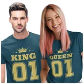 Walentynki - KOSZULKI DLA PAR NA WALENTYNKI PREZENT KING QUEEN - miniaturka - grafika 1