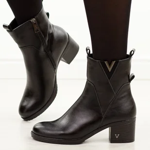 Czarne botki damskie na obcasie Vinceza 58581 - Botki damskie - miniaturka - grafika 1