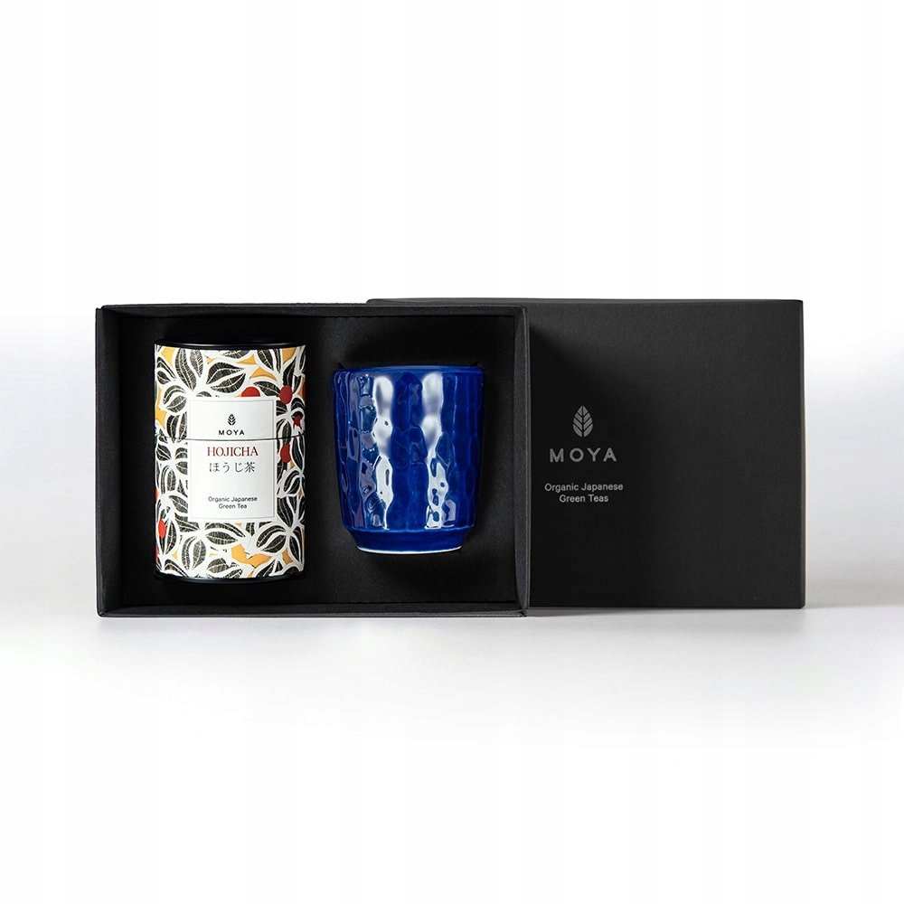 Zestaw prezentowy organiczna zielona herbata Moya Hojicha i kubek Ukiyo