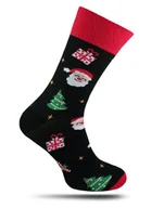 Skarpetki męskie - Skarpetki Świąteczne, Czarno-Czerwone w Mikołaje, Choinki, Zimowe, na Prezent, Męskie -MORE - More - miniaturka - grafika 1