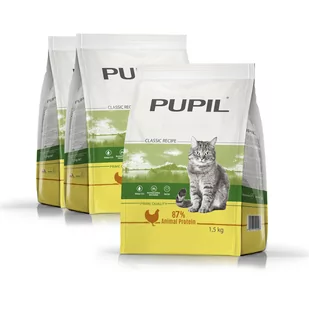 Karma sucha dla kota PUPIL Prime Quality bogata w kurczaka z wątróbką i warzywami 3 x 1,5 kg - Sucha karma dla kotów - miniaturka - grafika 1