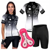 Spodenki rowerowe - Strój Kolarski Damski rozm L XL Koszulka Spodenki Rowerowe z Wkładką Żelową - miniaturka - grafika 1