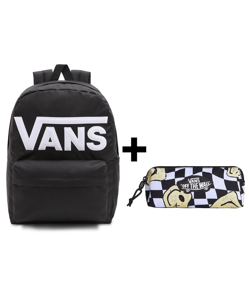 Zestaw Vans - Plecak OLD SKOOL DROP V VN000H4ZBLK Black + Piórnik OLD SKOOL PENCIL POUCH VN000H58YB2 Black/White ONE SIZE