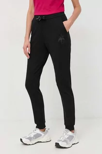 Spodnie damskie - Armani Exchange spodnie dresowe kolor czarny gładkie - grafika 1