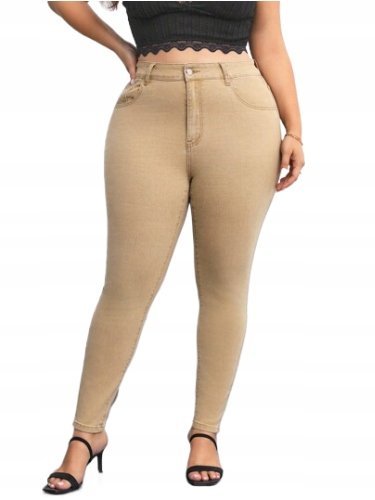 SHEIN PLUS SIZE SPODNIE RURKI BEŻOWE CASUAL 52 ŁŁC