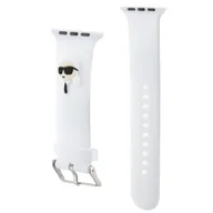 Akcesoria do smartwatchy - Karl Lagerfeld Pasek silikonowy do Apple Watch 1/2/3/4/5/6/7/8/9/SE/Ultra 42/44/45/49mm biały/white strap 3D Rubber Karl Head - miniaturka - grafika 1
