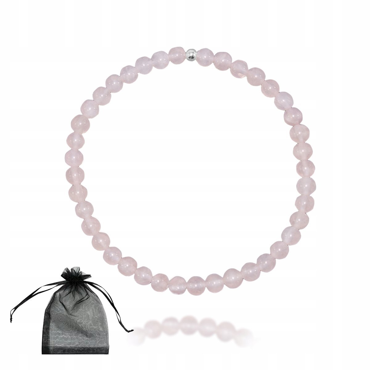 Bransoletka KWARC RÓŻOWY kule 4,4mm gumka agalag