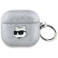 Akcesoria do słuchawek - Etui na słuchawki KARL LAGERFELD Monogram Choupette Head do Apple Airpods 4 Srebrny - miniaturka - grafika 1