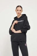 Bluzy damskie - Converse bluza damska kolor czarny z kapturem z aplikacją - miniaturka - grafika 1