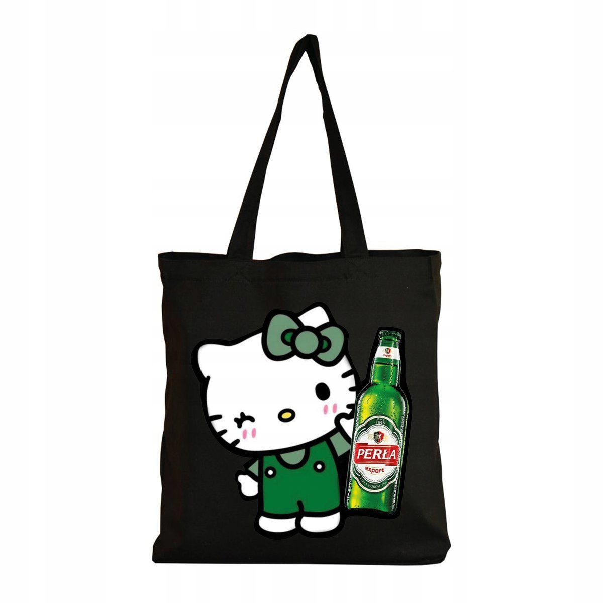 Eko Torba Bawełniana na ramię Zakupy Shopper Torebka HELLO KITTY PERŁA