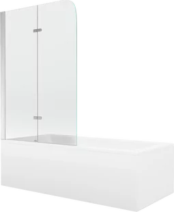 Mexen Cubik wanna prostokątna 160 x 70 cm z obudową i parawanem 2-skrzydłowym 80 cm, transparent, chrom - 550316070X9008020100 - Wanny - miniaturka - grafika 1