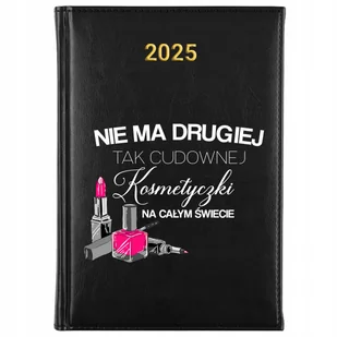 KALENDARZ 2025 Planer Książkowy CZARNY Terminarz Cudowna Kosmetyczka Wzory - Kalendarze - miniaturka - grafika 1