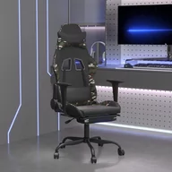 Fotele gamingowe - Lumarko Masujący fotel gamingowy z podnóżkiem, czarny i moro - miniaturka - grafika 1