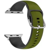 Akcesoria do smartwatchy - Pasek BELINE Silico Leather do Apple Watch 4/5/6/7/8/9/SE/SE 2 (38/40/41mm) Zielono-czarny - miniaturka - grafika 1