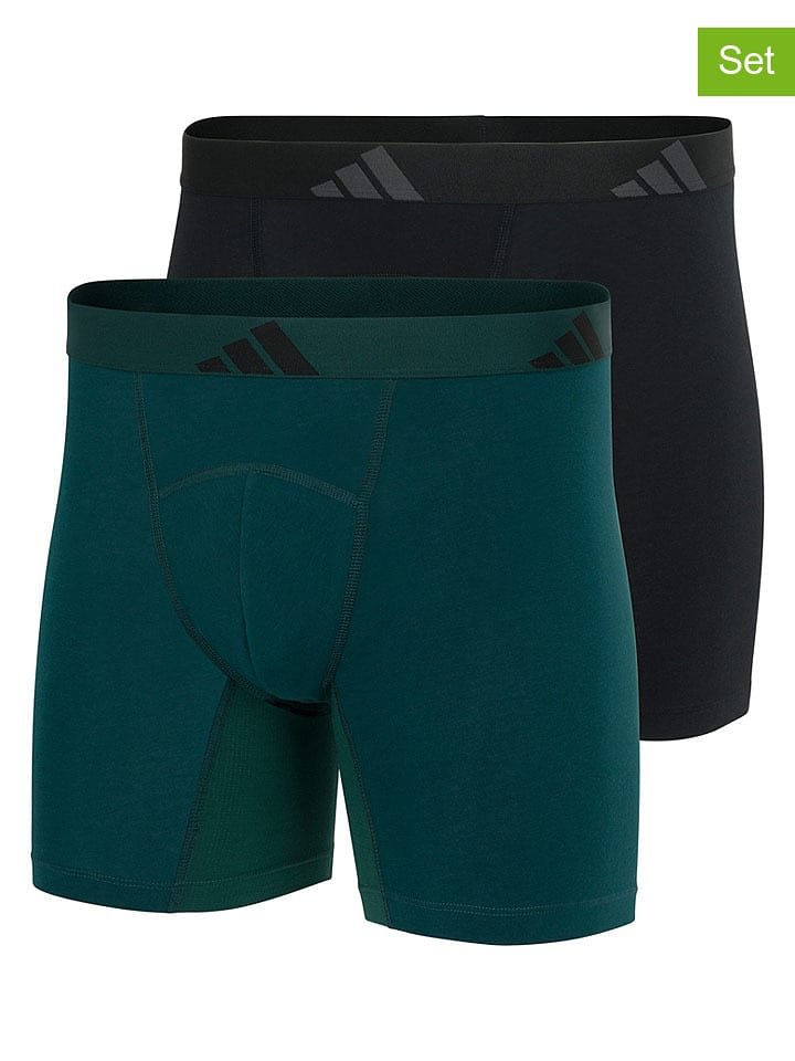 adidas Bokserki (2 pary) w kolorze czarnym i zielonym