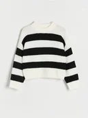 Swetry dla dziewczynek - Reserved - Sweter w paski - wielobarwny - miniaturka - grafika 1