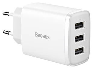 Baseus Compact Quick Charger, 3x USB, 17W biała - Ładowarki do telefonów - miniaturka - grafika 1