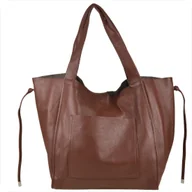 Torebki damskie - Duża torebka worek z miękkiej skóry naturalnej lekka XXL brązowa - miniaturka - grafika 1