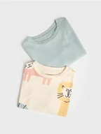 Bluzki dla niemowląt - Reserved - Bawełniany longsleeve 2 pack - złamana biel - miniaturka - grafika 1