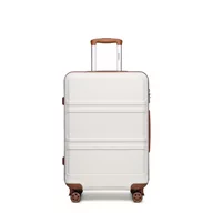 Walizki - Kono Walizka twarda skorupa lekka walizka podróżna ABS bagaż podręczny wózek z 4 kołami obrotowymi i zamkiem TSA, Kremowy, biały, 24 Inch, Moda - miniaturka - grafika 1