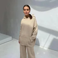 Komplety damskie - Komplet odzieży z kapturem - Beżowy S - miniaturka - grafika 1