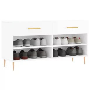 Ławka z miejscem na buty, wysoki połysk, biała, 102x35x55 cm Lumarko! - Szafki na buty - miniaturka - grafika 2
