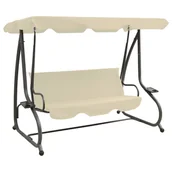 Huśtawki - vidaXL Huśtawka ogrodowa z baldachimem piaskowa 313337 - miniaturka - grafika 1