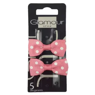 Glamour Spinki do włosów z kokardą Różowe 2 szt. - Ozdoby do włosów - miniaturka - grafika 1