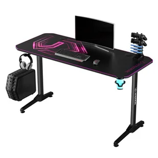 ULTRADESK Biurko dla gracza FRAG - PINK V3, 140x60 cm, 76 cm, z podkładką pod mysz, uchwyt na słuchawki i napój - Biurka gamingowe - miniaturka - grafika 1