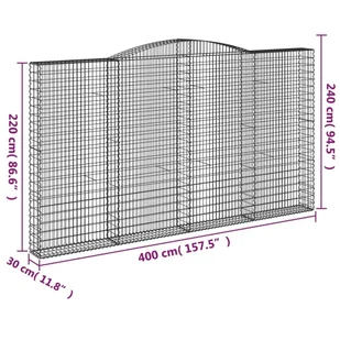 Łukowaty kosz gabionowy 400x30x220/240 cm, galwanizowane żelazo - Ogrodzenia - miniaturka - grafika 6