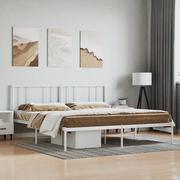Łóżka - Metalowa rama łóżka z wezgłowiem, biała, 200x200 cm Lumarko! - miniaturka - grafika 1